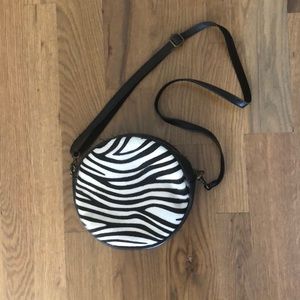 Italian leather and pony hair cross body bag